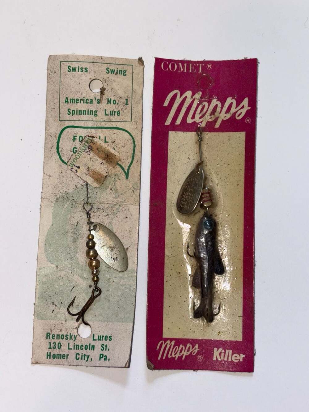 Vtg Mepps Comet Killer Fishing Lure & Renosky Lures Swiss Swing Spinning Lure